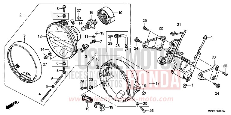 HEADLIGHT for CB1100 ABS PEARL MILKEY WHITE (NH162) from 2013